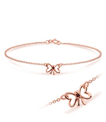 Rose Gold Plated Lovely Bow Silver Bracelet BRS-13-RO-GP